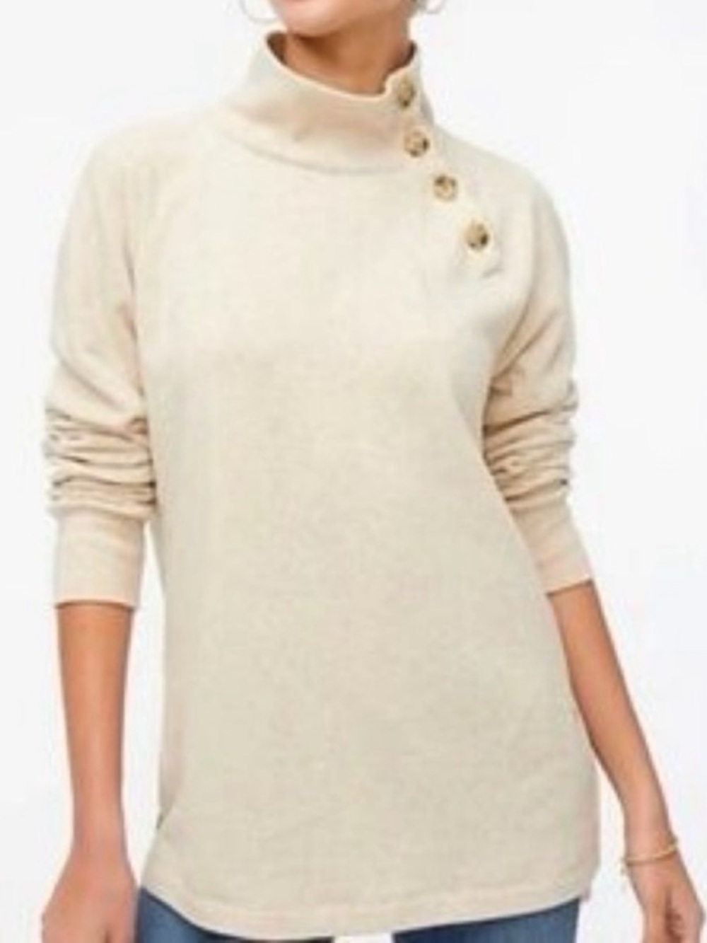 J. Crew Wide Button Collar Tunic Sweatshirt